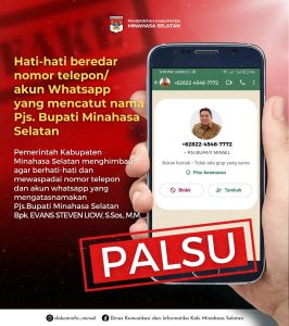 Waspadai Nomor WA Palsu Atas Nama Pjs. Bupati Minahasa Selatan