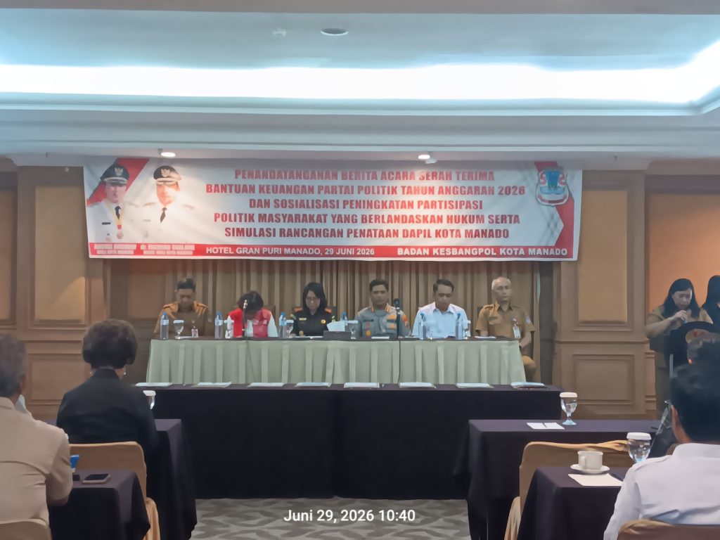 Pemkot Manado Perkuat Demokrasi, Bantuan Keuangan Parpol 2026 Resmi Disalurkan